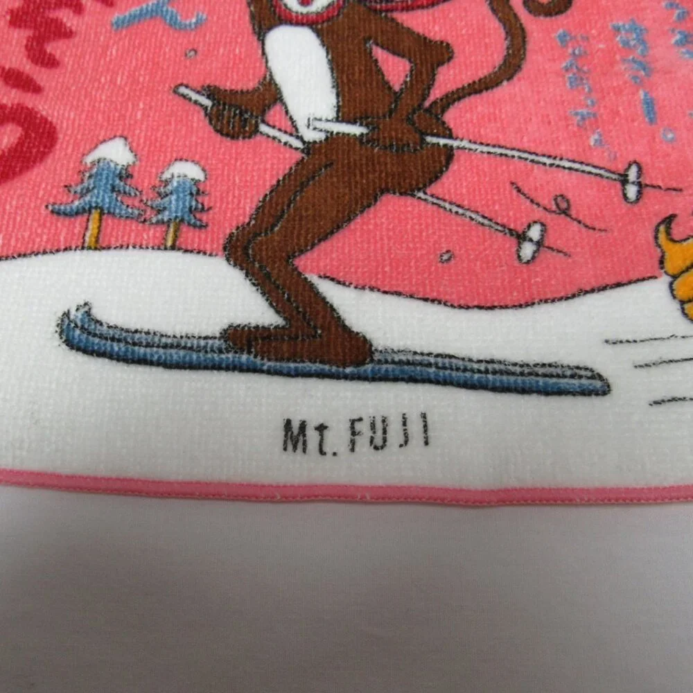 Mt. Fuji Japan Souvenir Wash Cloth Ski Monkey Salada House Travel New